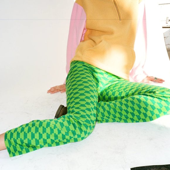 NWT Lisa Says Gah Luca Knit Pant in Vintage Rug Bocce Court 💚 (Sz XL/2XL) - Picture 2 of 11